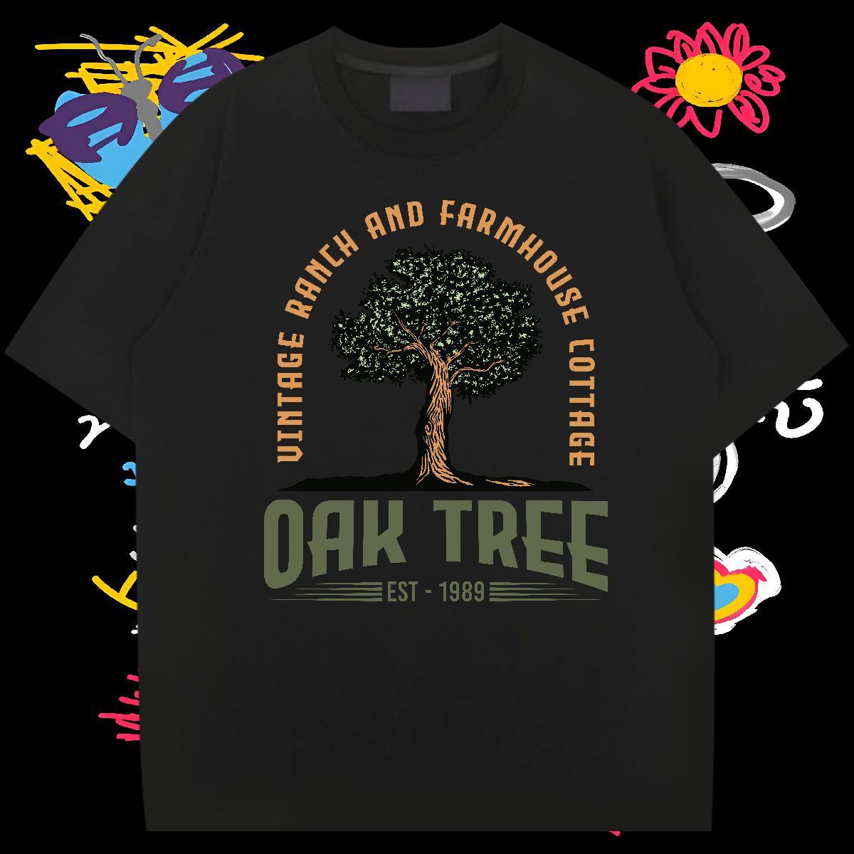 Customized Man T Shirts 230g 100% Cotton tree Daily Wear Top Tees Short Sleeve O-Neck Comfortable Men Tops Tees Anime Print