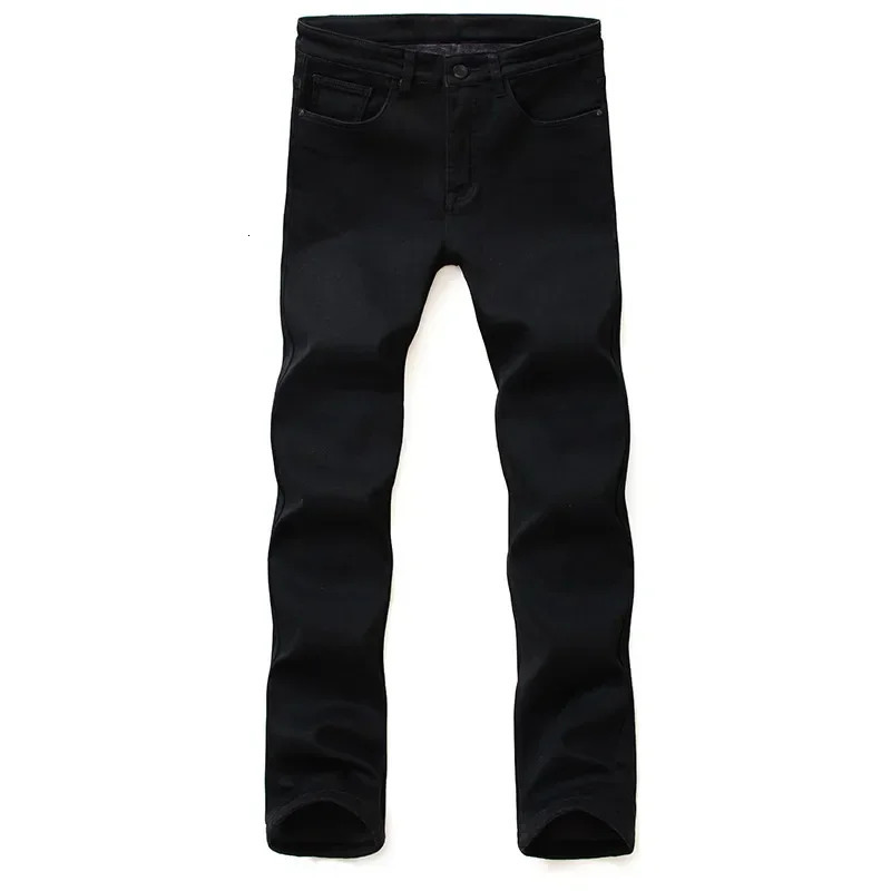 2024 Classic Mens Fashion Edition Straight Jeans Pure Black Soft Elastic Comfortable Motorcycle Casual Denim Trouser Mens240806