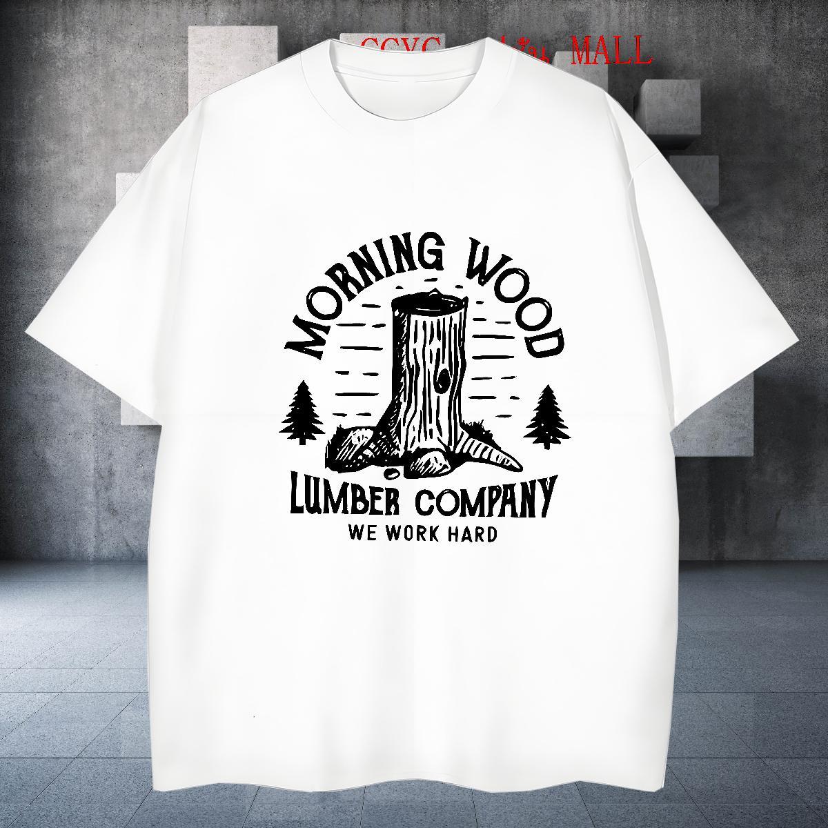 2024 DIY T Shirts Men 230g 100% Cotton tree Spring Summer Tops Tees Crew Neck Breathable Brand Tshirts Cartoon Printing L-4XL