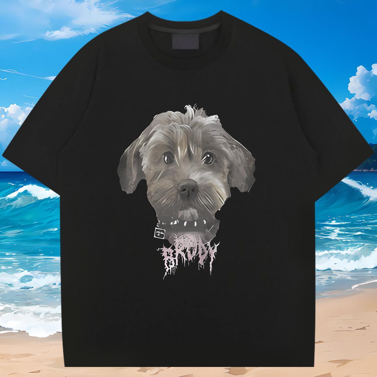 Custom T Shirt For Man 230g Pure Cotton dog Sports Casual Tee Shirt Crew Neck Popular Mens Tshirts Custom Print Oversized