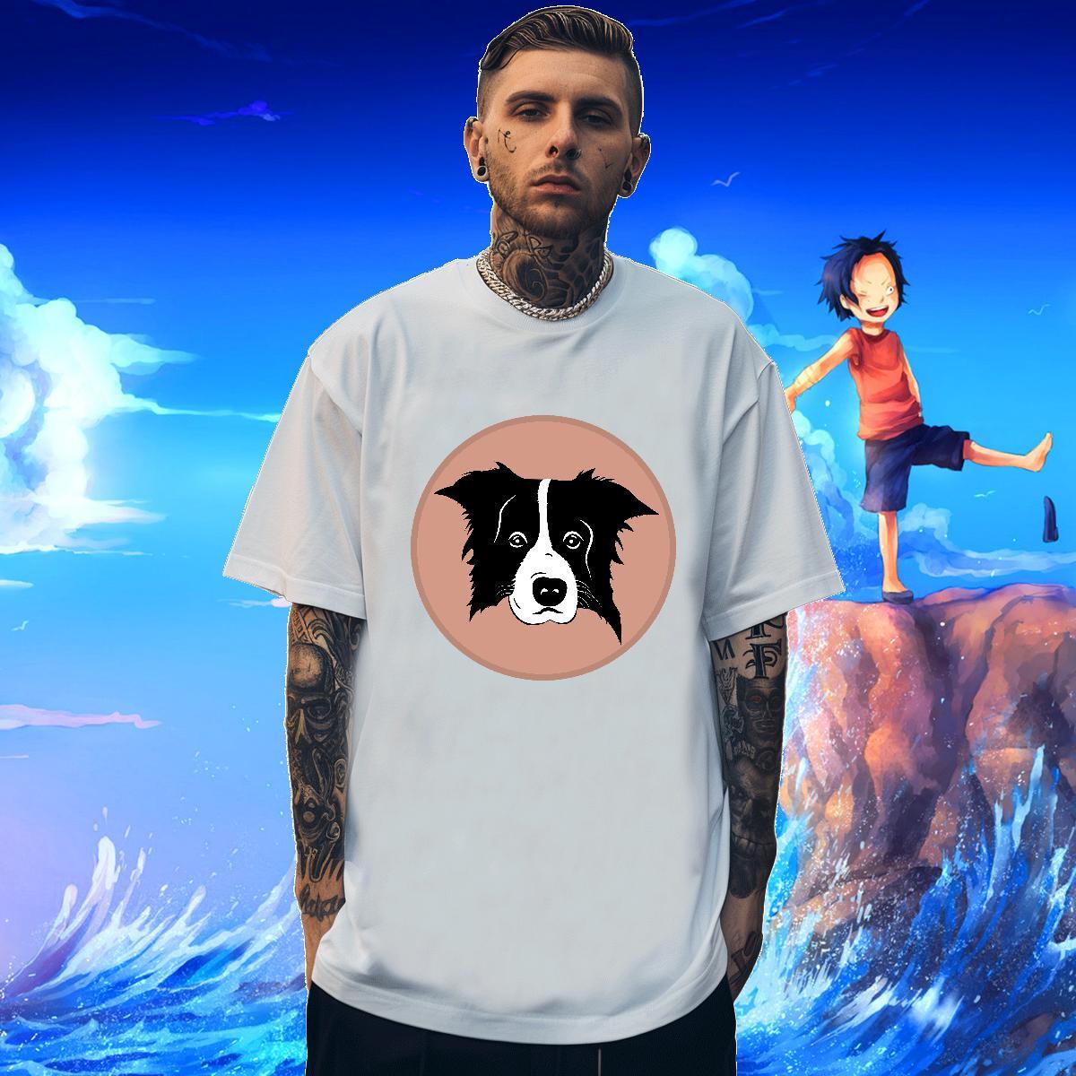 Man T Shirts 230g Pure Cotton dog Street Wear O Neck Short Sleeves Graphic Men Tops Tees Fashion High Quality Tops Shirt