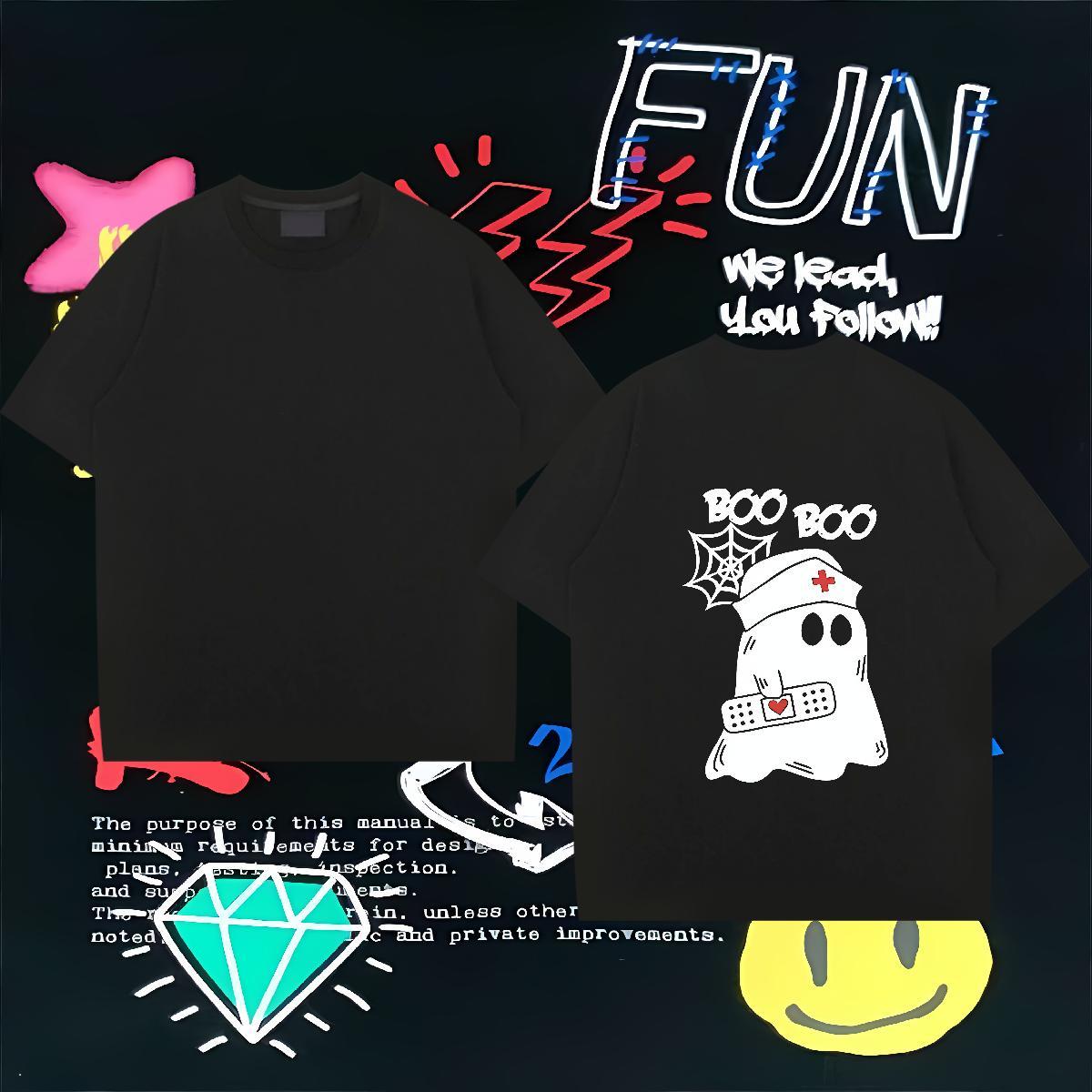 Factory Direct T-Shirts 230g 100% Cotton monster Sport Tops Tees Breathable Short Sleeve Brand Tshirt for Man Woman Cartoon Print