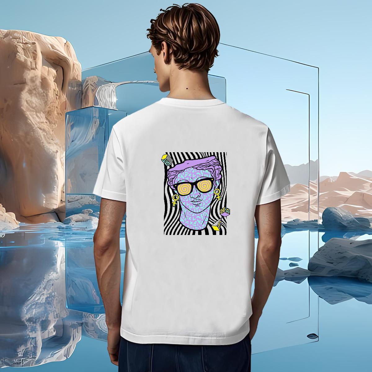 Mens T Shirts 230g 100% Cotton painting Sport Breathable Crew Neck Anime Print Men Tshirts 2024 DIY Brand Polos