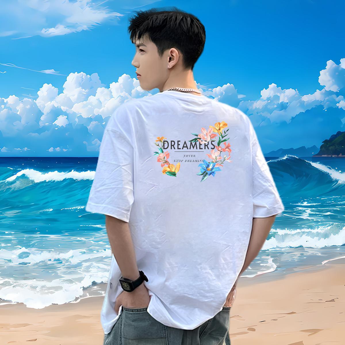 Factory Direct Man T Shirts 230g 100% Cotton flower Daily Outfit Tee Shirt Breathable Crew Neck Designer Men Tshirts Customized Print
