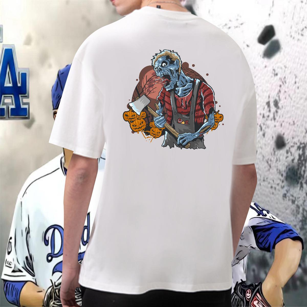 Brand Men T Shirts 230g Pure Cotton Halloween Casual Tee Shirt Breathable Short Sleeve Comfortable Men Tops Tees Customized