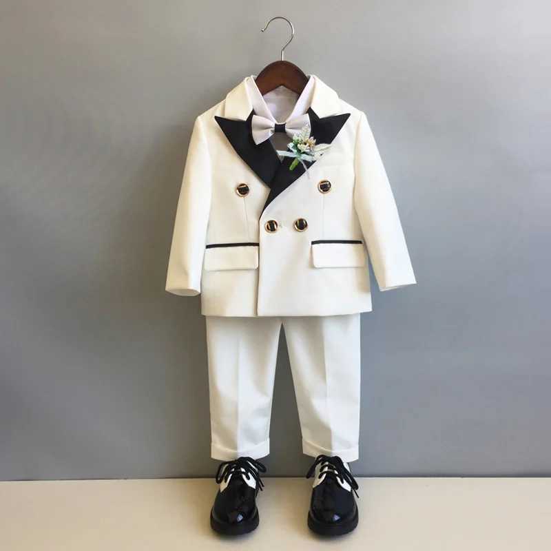 Suits Baby Boys Suit Boys White Suit For Wedding Jacket Pants Tie 3Pcs Photograph Suit Child Formal Blazer Kid 1 Year Birthday Costume