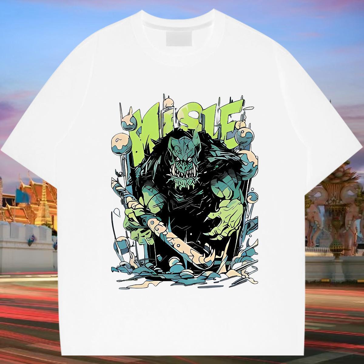 T-Shirts for Men 230g Cotton Terror Daily Wear Breathable Crew Neck Black White Men Tops Tees 2024 Designer Cool Design Polos