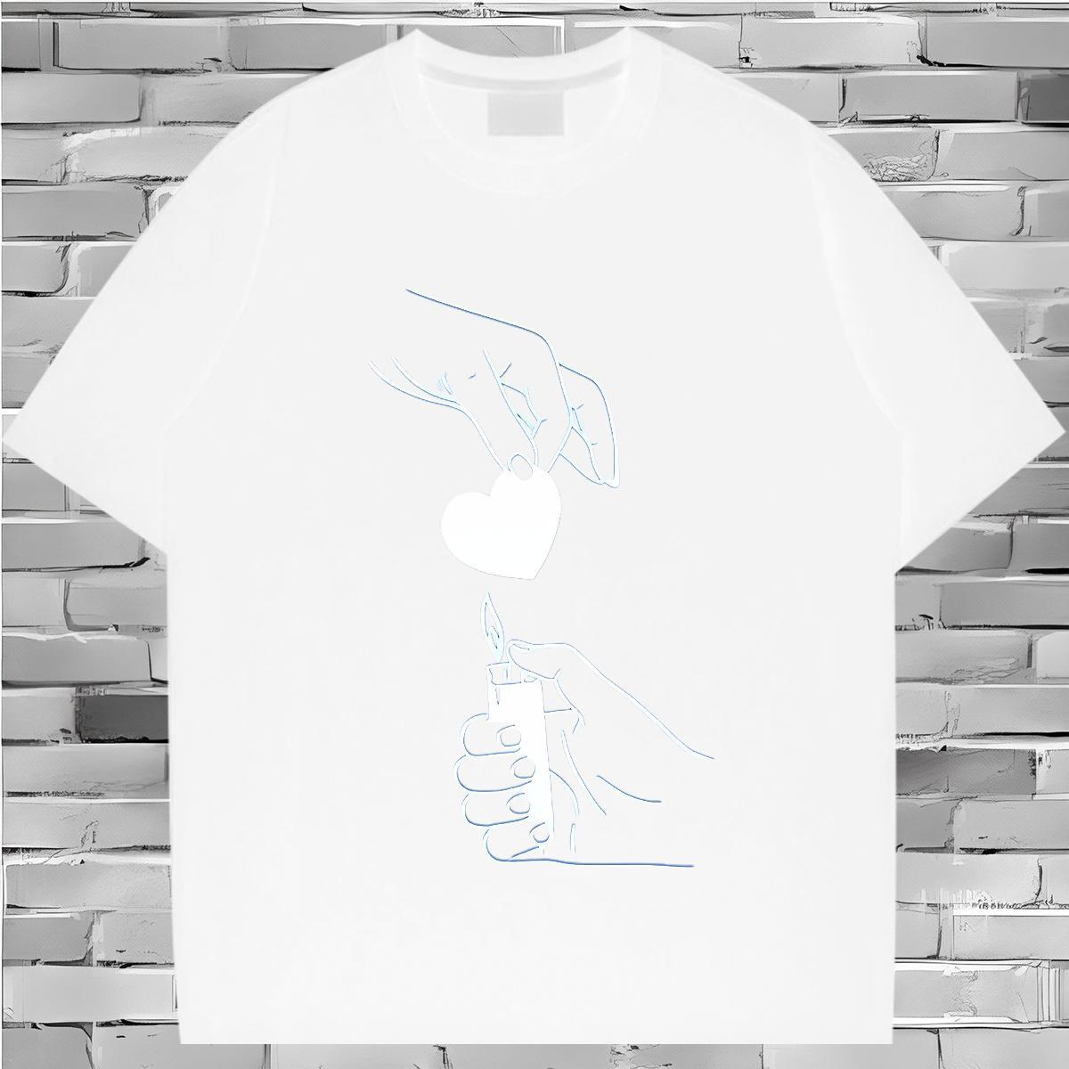 T Shirt For Man 230g Pure Cotton Hand drawn Summer Casual Crew Neck Graphic Tshirt for Man Woman Free Shipping Cool Tops Tees