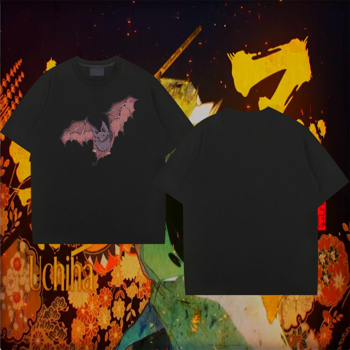 Casual New Mens T Shirts 230g Pure Cotton bat Street Casual Clothings Round Neck Short Sleeve Cool Men Tees DIY