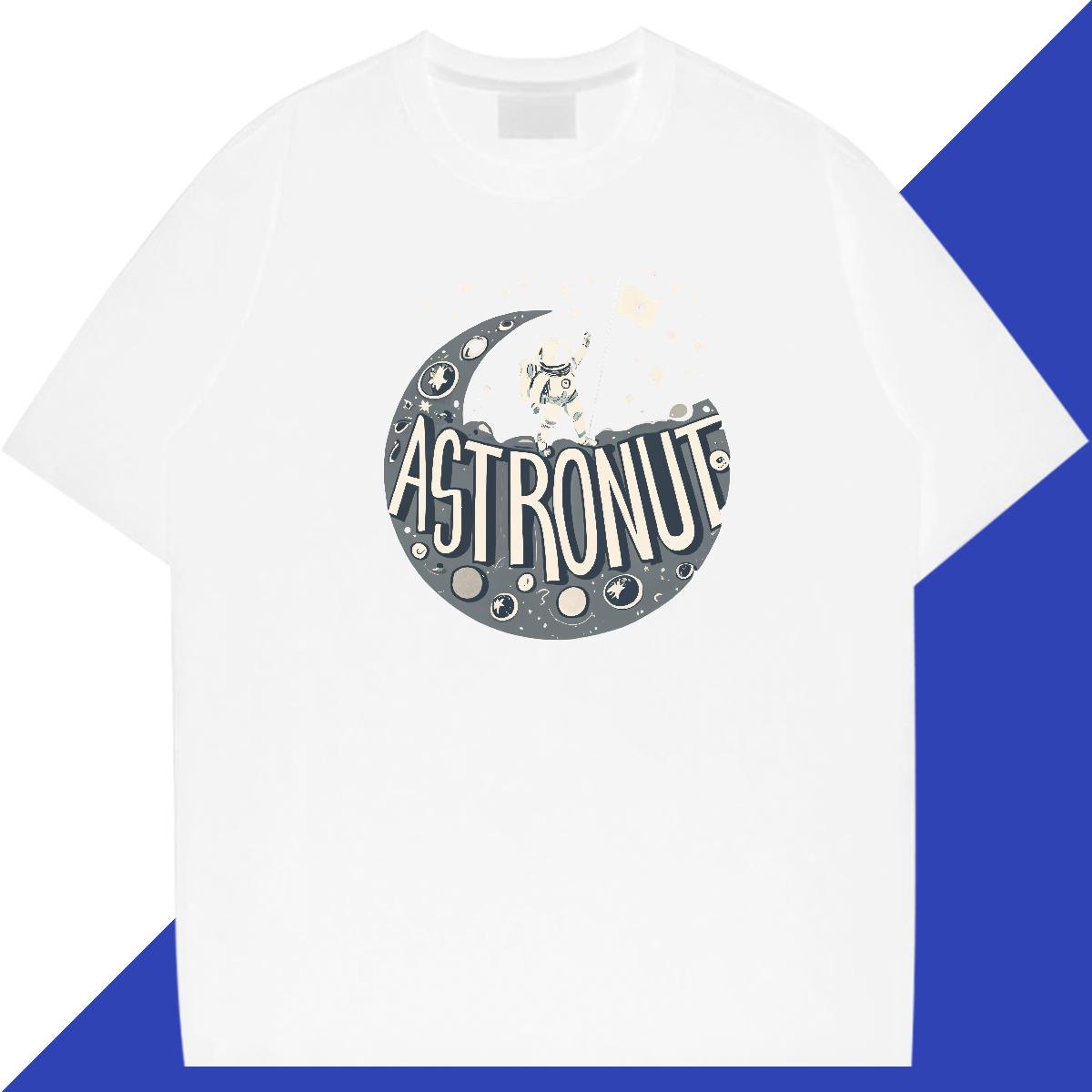 Comfortable Tshirts 100% Cotton 230g Street Wear spaceman DIY Logo Oversized Crew Neck Designer Fashion T shirt Clothes