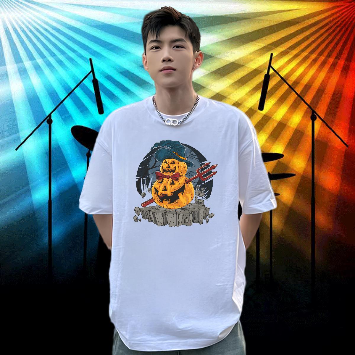 New Designer Mens T Shirts 100% Cotton 230g pumpkin Home Outdoor Tops Breathable Crew Neck Soft Mens Tshirts Custom Cartoon