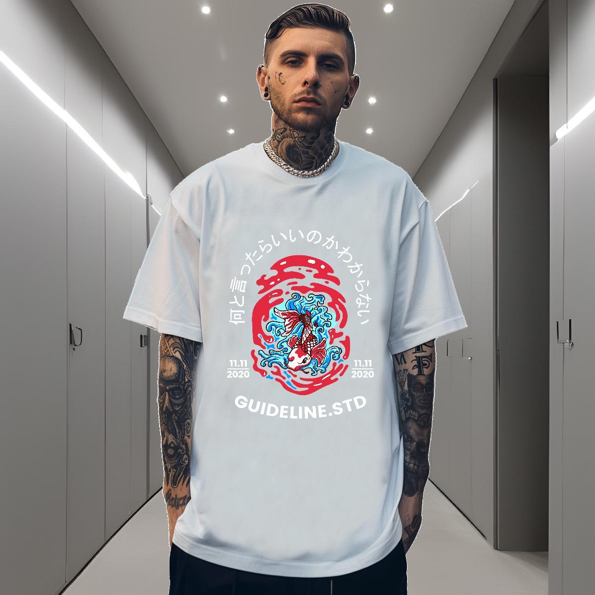 Mens T Shirts 100% Cotton 230g Sports Casual Breathable Short Sleeve Custom Anime Men Tops Tees Fashion Casual Unisex Tops Shirt