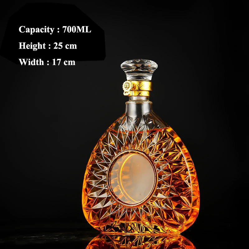 Lead-free glass whiskey decanter for Liquor Scotch Bourbon Unique Liquor Bar and Party Decorations Alcohol Bottle 240806