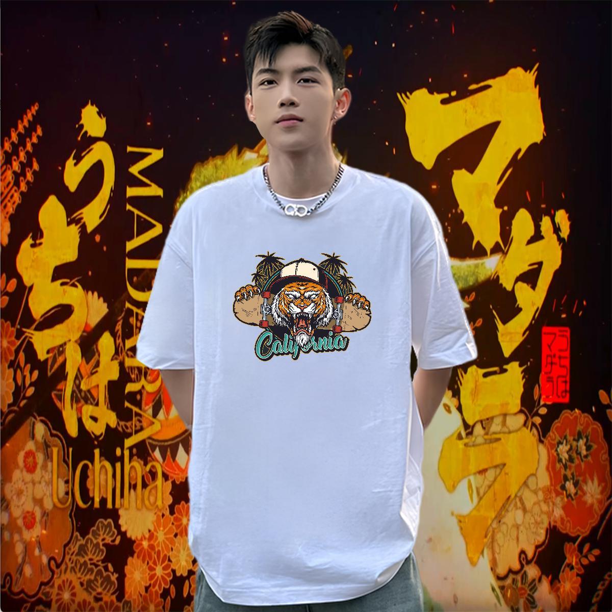 Casual New T-Shirts 230g Pure Cotton tiger Street Wear Tees Shirts O-Neck Short Sleeve Comfortable Tshirts Oversized