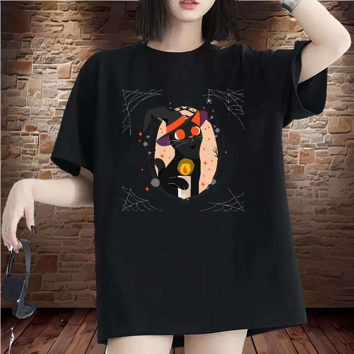 High quality Womens T Shirts O-Neck Short Sleeve Unisex Tshirts Custom Printing cat Street 230g 100% Cotton Classic Wear