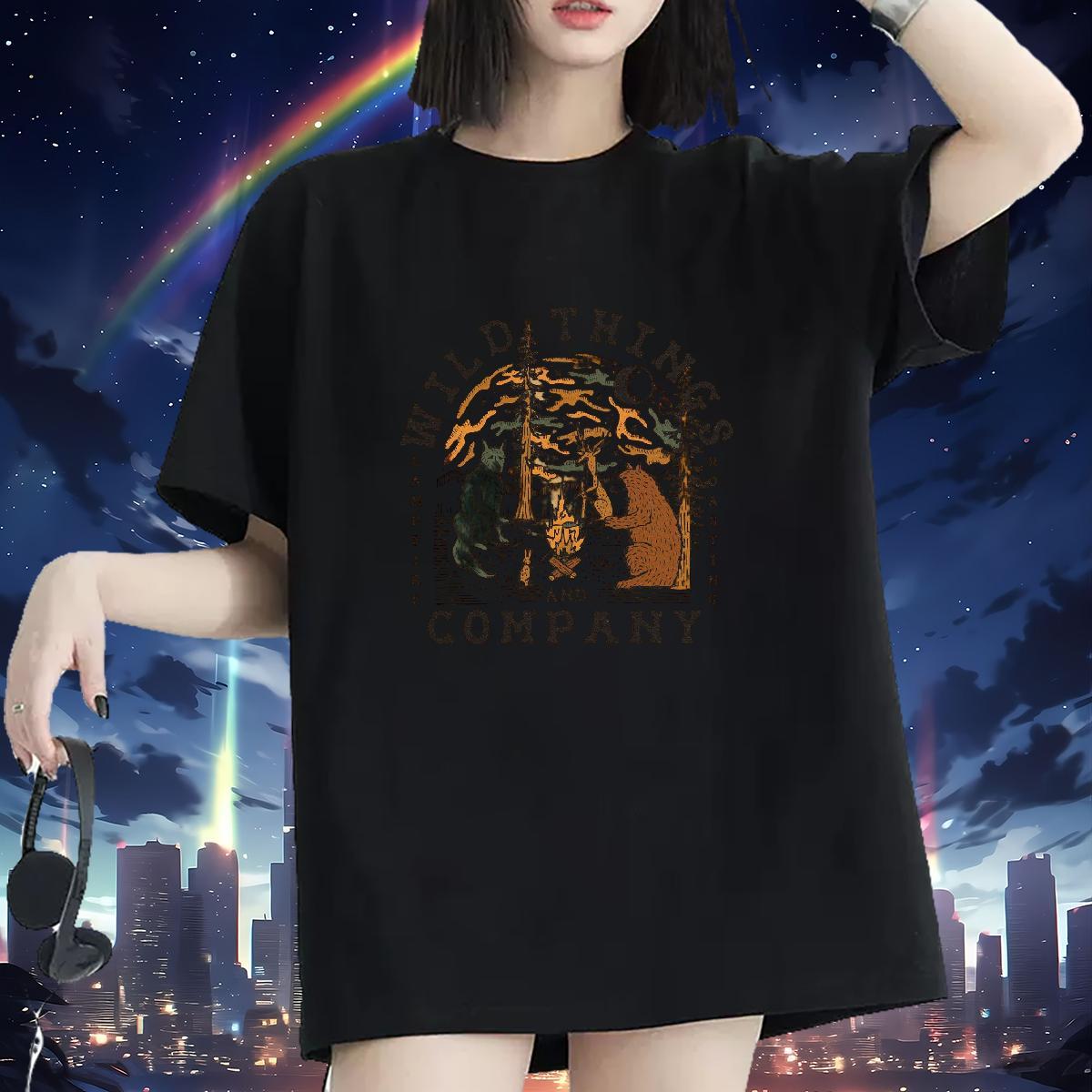 Comfortable T shirt Short Sleeve O-Neck Couples T Shirts White Plus Size tree Street Casual 230g Cotton 2024 DIY Tops
