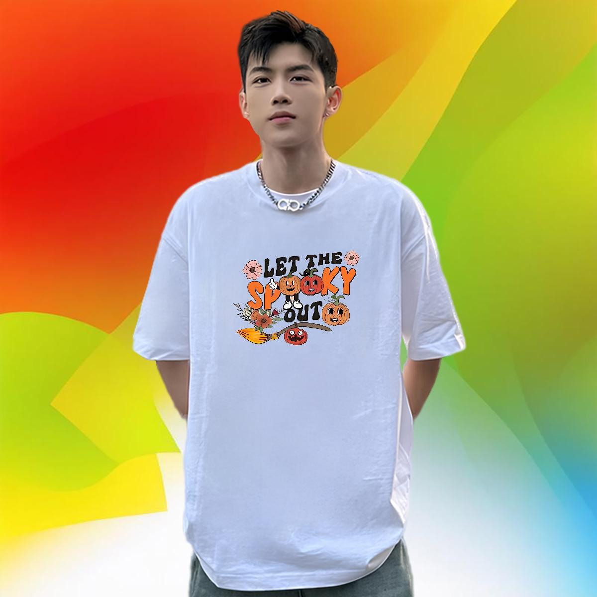 Customized T shirt 230g 100% Cotton pumpkin Street Casual Polos Breathable Short Sleeve Wholesale Tshirt for Man Woman Black Oversized