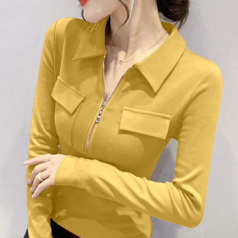 Tshirt Plain Blouse Woman Polo T-shirt Slim Top for Women Korean Fashion Tee Fine Elegant Emo Clothing Y 2k Harajuku O 240806