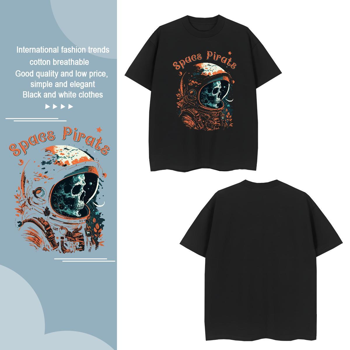 Mens T Shirts 230g Cotton spaceman Casual Daily Wear Breathable Crew Neck Black White Men Clothes T-Shirt 2024 Cool Design Tops Shirt