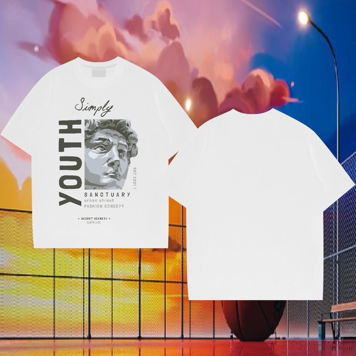 Fashion Design Man T Shirts 230g Cotton Statue of David Street Tees Breathable Crew Neck Brand Mens Tshirts Black Oversized