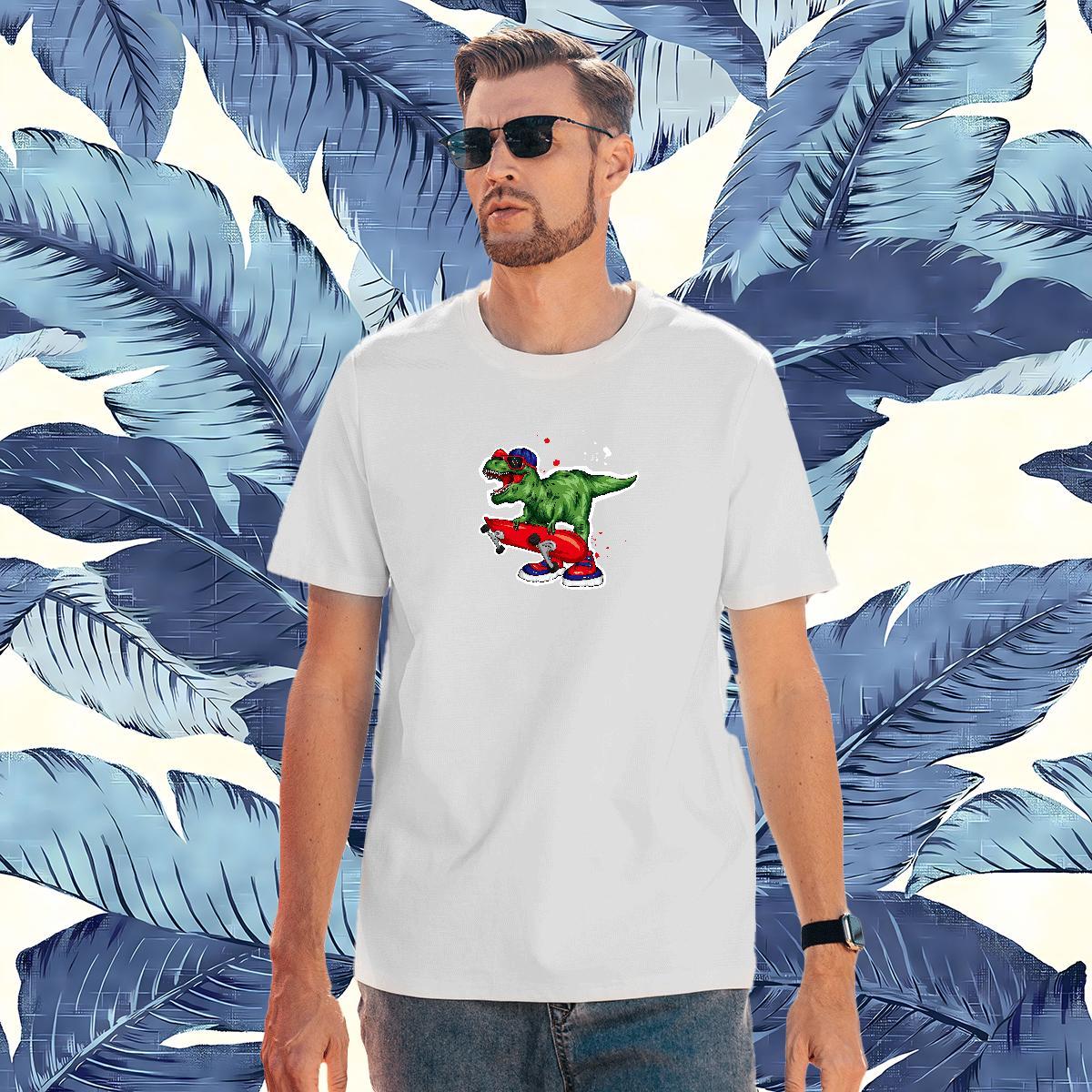 Fashion Designer T-Shirts 100% Cotton 230g dinosaur High Street Hip Hop Tops Shirt Short Sleeve Soft Classic Mens Tshirts Anime