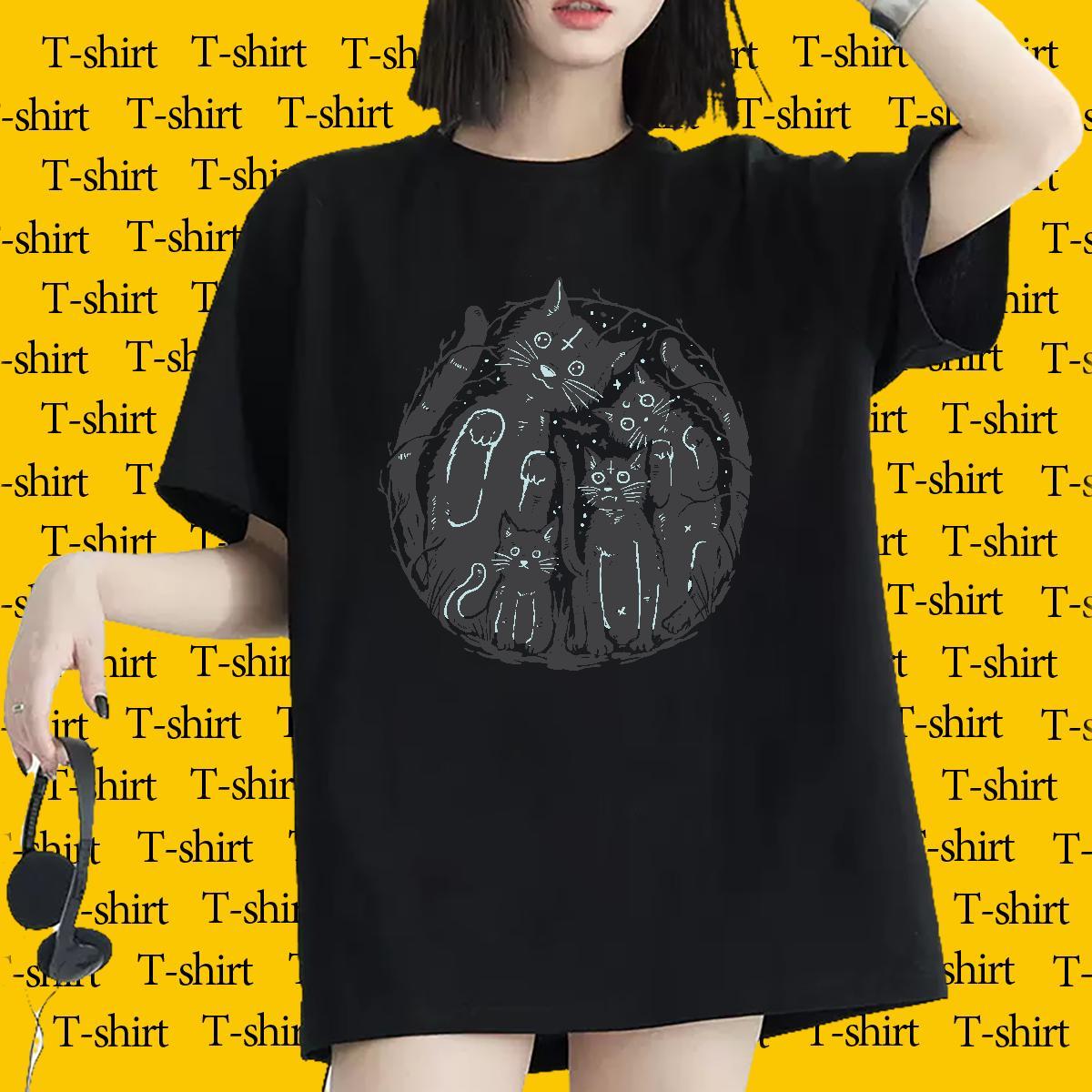 Unisex T Shirt For Woman Breathable Soft Tshirt for Man Woman DIY Anime cat Hip Hop 230g Cotton 2024 Top Shirts