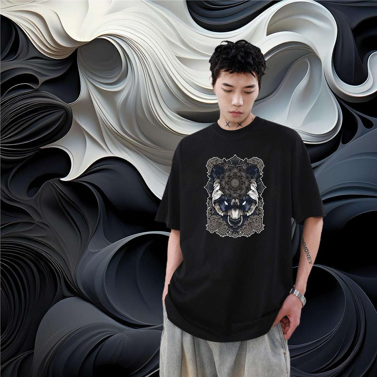Stylist T-Shirts for Men 230g 100% Cotton wolf Street Casual Tee Shirt Round Neck Short Sleeve Designer Couples T Shirts Custom Printed