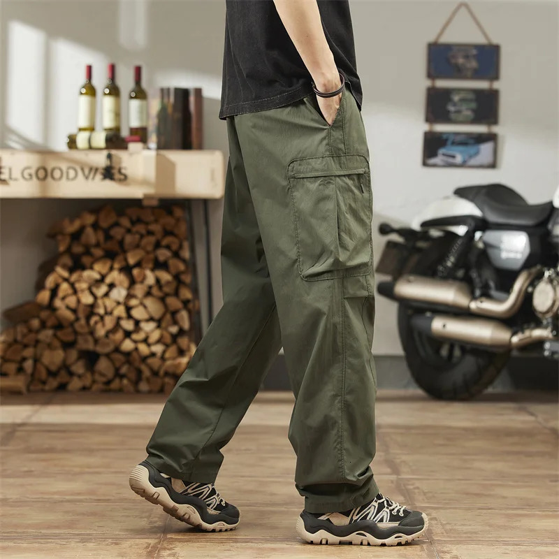 Casual Pants Man Summer Multiple Pockets Cargo Y2k Baggy Thin Trousers Outdoor Hiking Workout Streetwear 240806