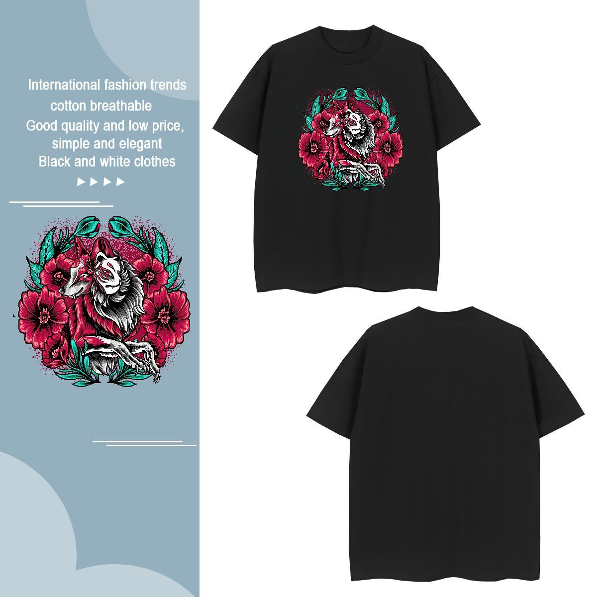 Men T Shirts 230g Pure Cotton wolf Daily Outfit Breathable Soft Custom Print Oversized Men Clothes T-Shirt Classic Casual High Quality Tops Tees