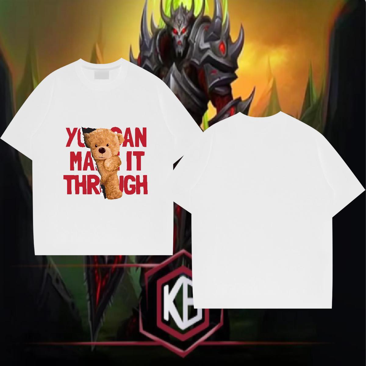 New T-Shirts for Men 230g 100% Cotton bear Hip Hop Street Clothes Breathable Soft Loose Couples T Shirts Oversized 4XL