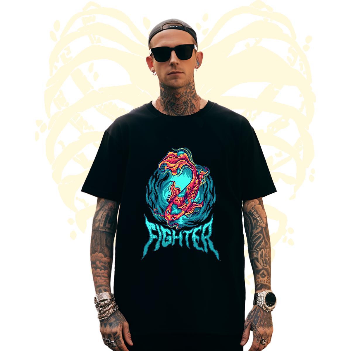 Popular Men Tops Tees 100% Cotton 230g Man T Shirts Hip Hop Street Breathable Short Sleeve Custom Cartoon 2024 Summer Clothings