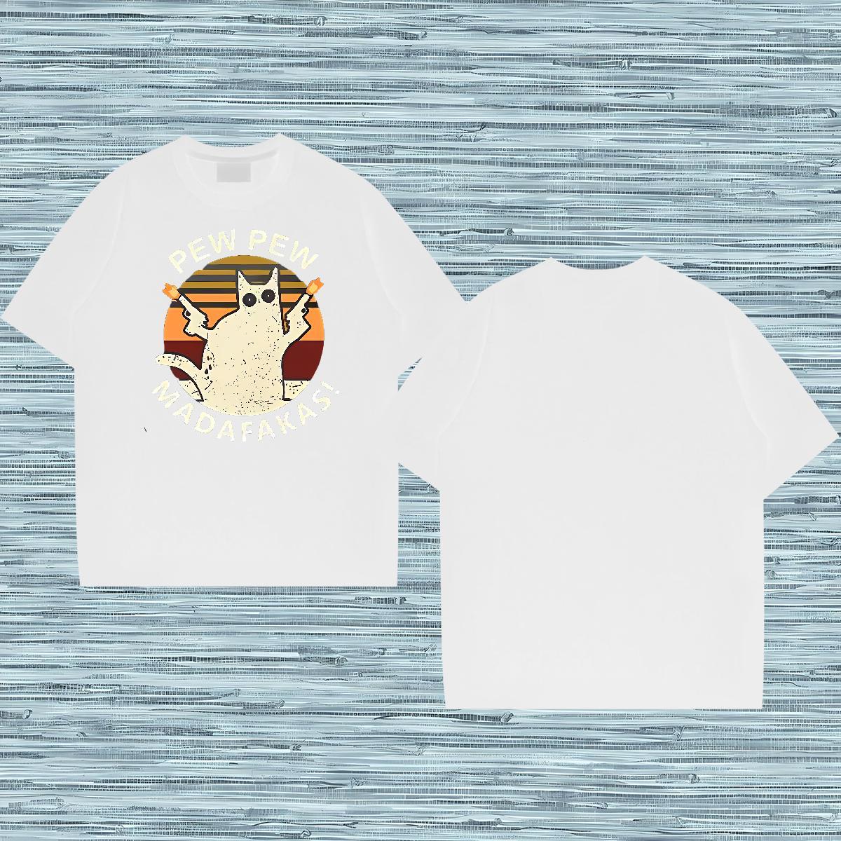 2024 New T-Shirts for Men 100% Cotton 230g cat Street Clothings Breathable High Quality Mens Tshirts Custom Print Plus Size