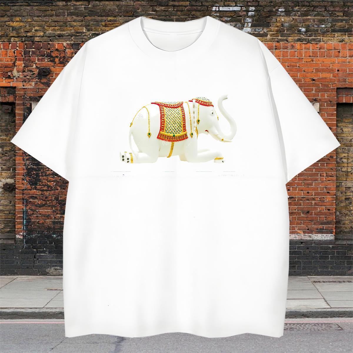 Soft Men Clothes T-Shirt 100% Cotton 230g Spring Summer Elephant Custom Printed Breathable Crew Neck Fashion Casual T Shirt For Man Tops