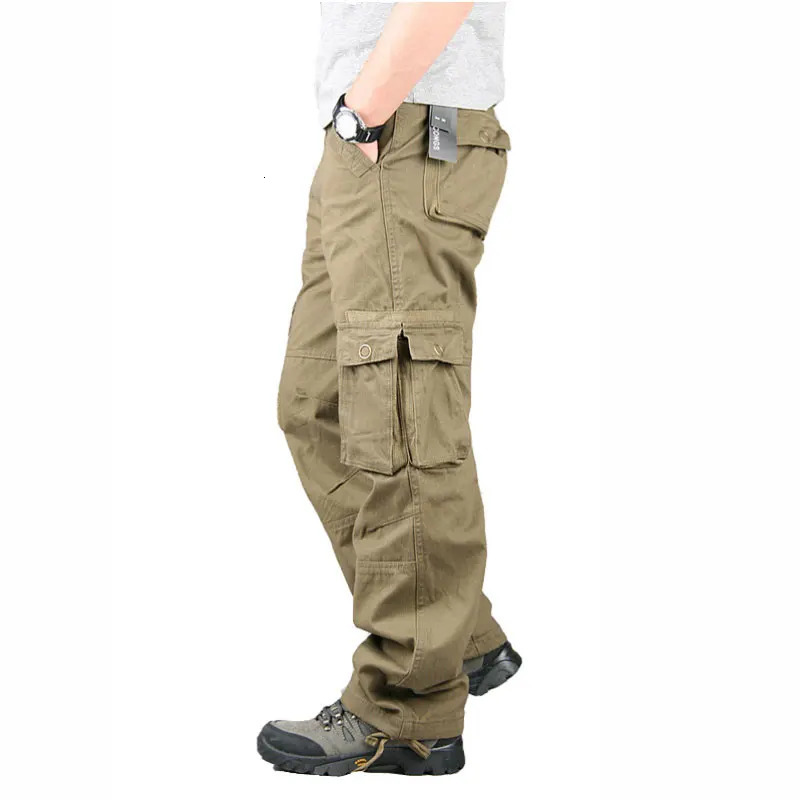 Spring Autumn Cargo Pants Men Multi Pocket Straight Mens Military Trousers Casual Baggy Big Size Tactical 240806