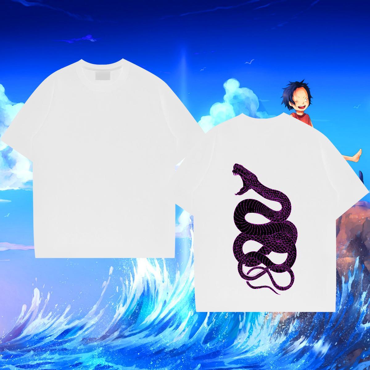 Fashion New Man T Shirts 230g 100% Cotton snake High Street Hip Hop Tees Shirts Crew Neck Breathable Loose Fit Tshirts DIY Anime