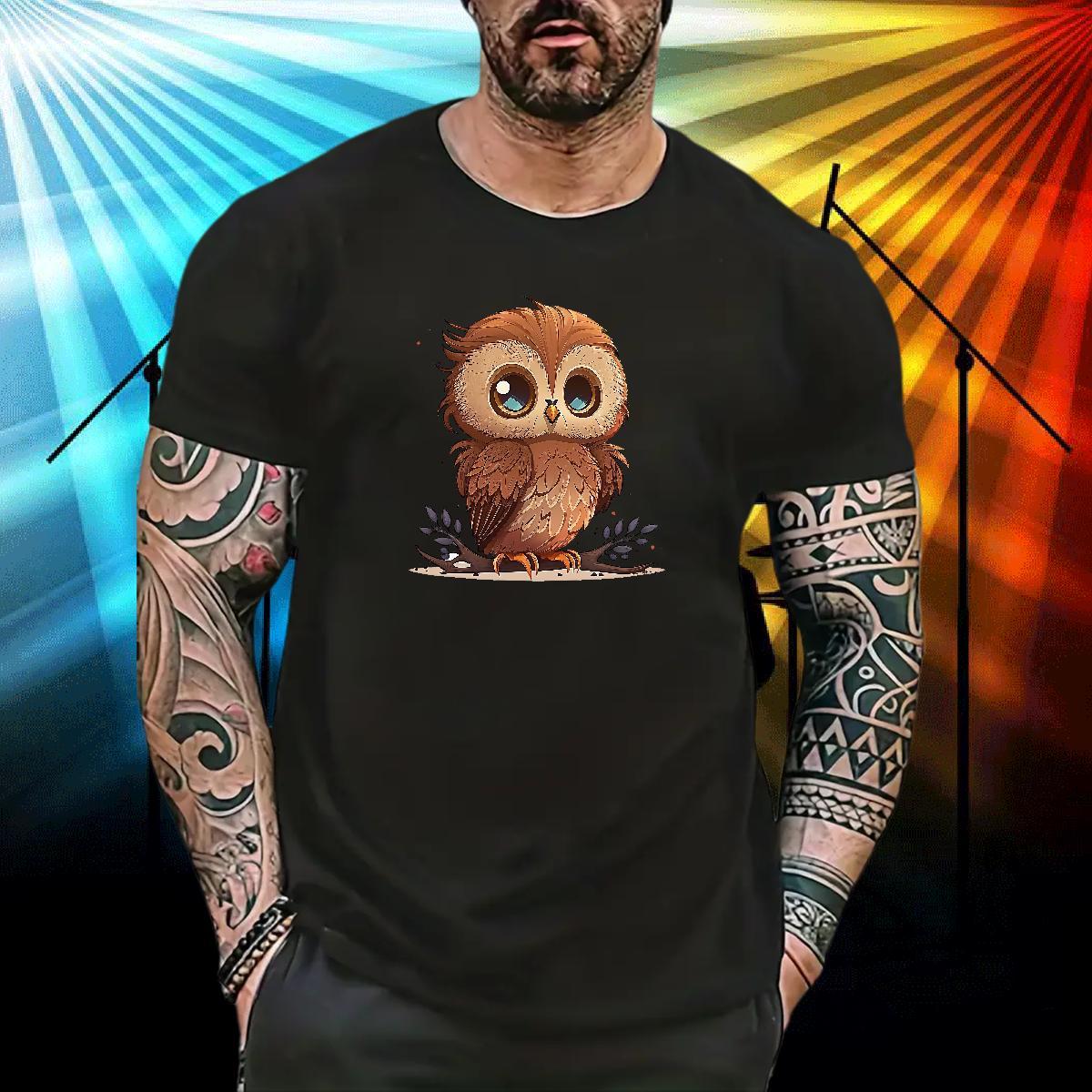 Fashion New Man T Shirts 230g Cotton Owl Anime Printing Street Tops Tees Breathable Short Sleeve Classic Men Clothes T-Shirt Custom Printing