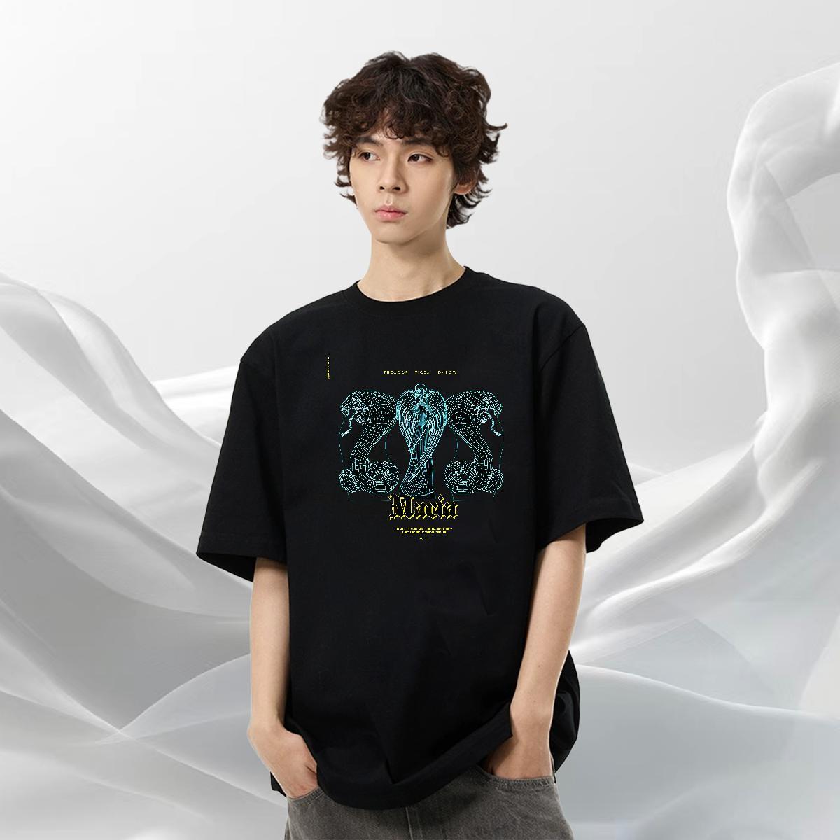 Cool Design Men Tshirts 230g 100% Cotton Anime Printing Street snake Cartoon Print Breathable Crew Neck Customized T Shirts Men Polos