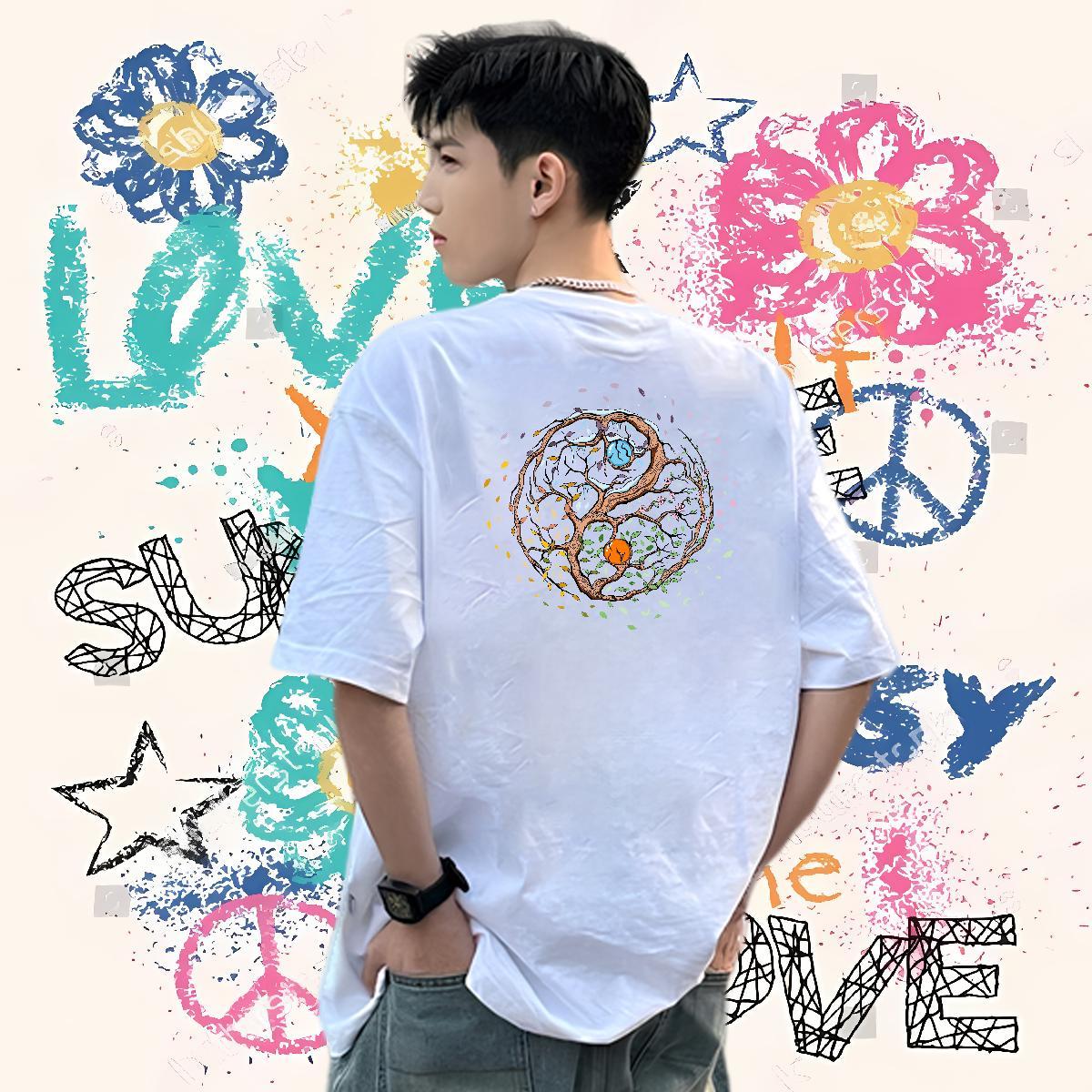 Brand T shirt 230g Cotton tree Spring Summer Tops Tees O-Neck Short Sleeve TOP Quality Tshirt for Man Woman Graphic