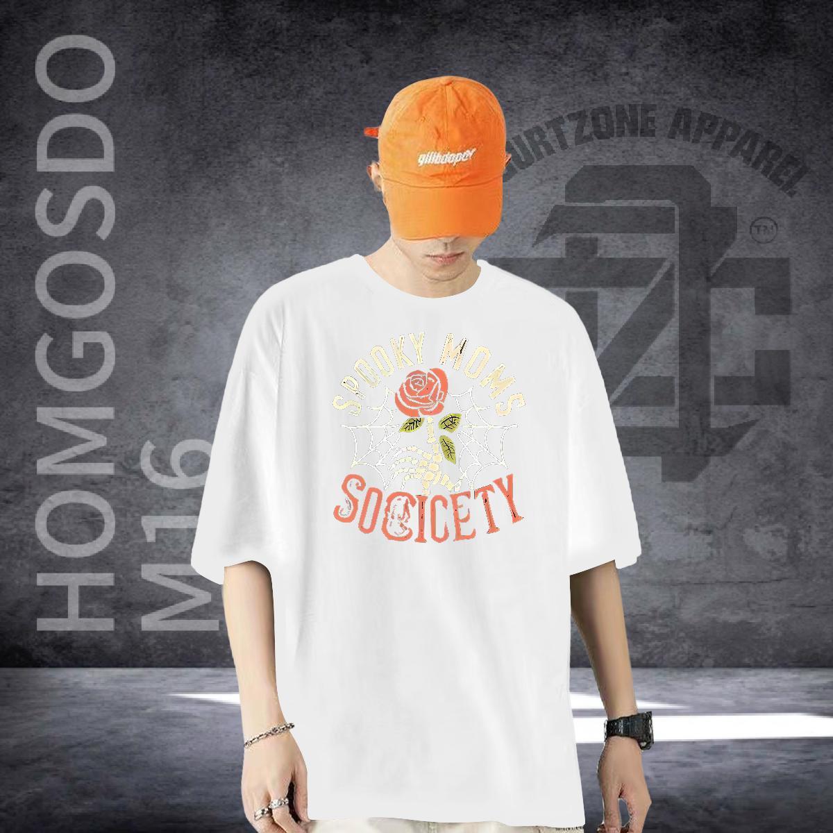 Brand T shirt 230g Pure Cotton rose Summer Casual Tee Shirt O Neck Short Sleeves Loose Tshirts Floral Print