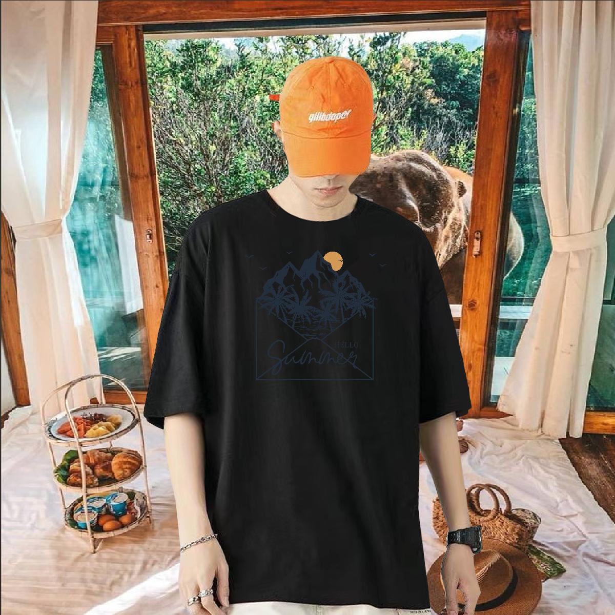 Designer Man T Shirts 100% Cotton 230g sun Outdoor Tops Shirt O Neck Short Sleeves Cool Couples T Shirts White Plus Size