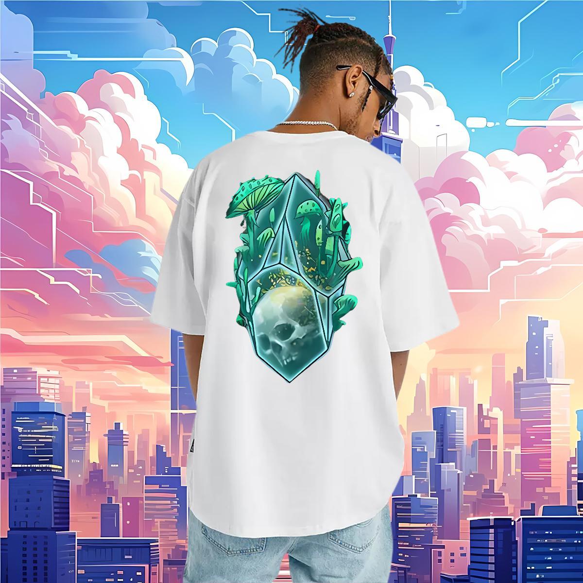 Fashion Design T-Shirts for Men skull Polos 100% Cotton 230g Street Casual Loose Fit DIY Printed Breathable Soft Tshirts