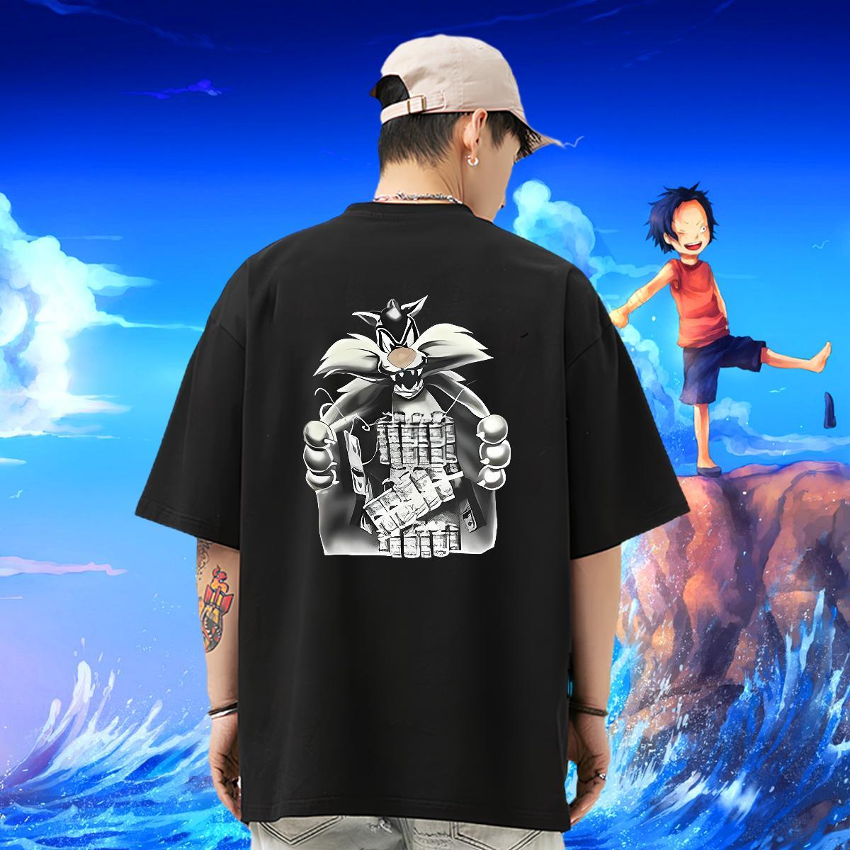 Wholesale T Shirts Men 230g Pure Cotton cute Street Wear Tops Shirt Breathable Crew Neck Free Shipping Men Tshirts Asian Size