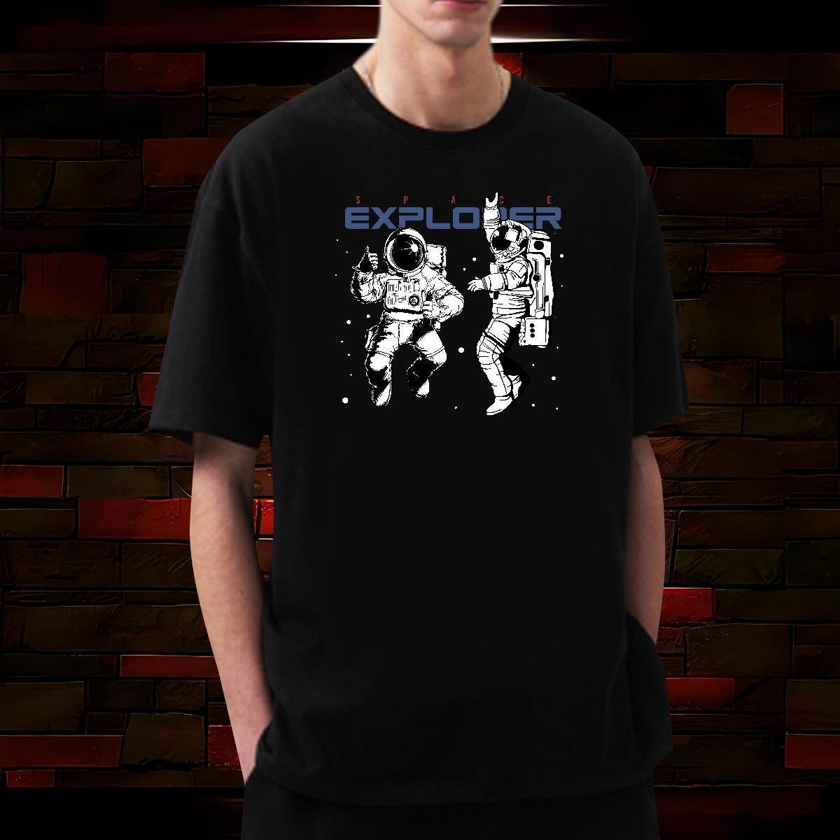 T-Shirts for Men 100% Cotton 230g spaceman Sports Casual Breathable Soft Plus Size Custom Men Tops Tees Fashion High Quality Wear