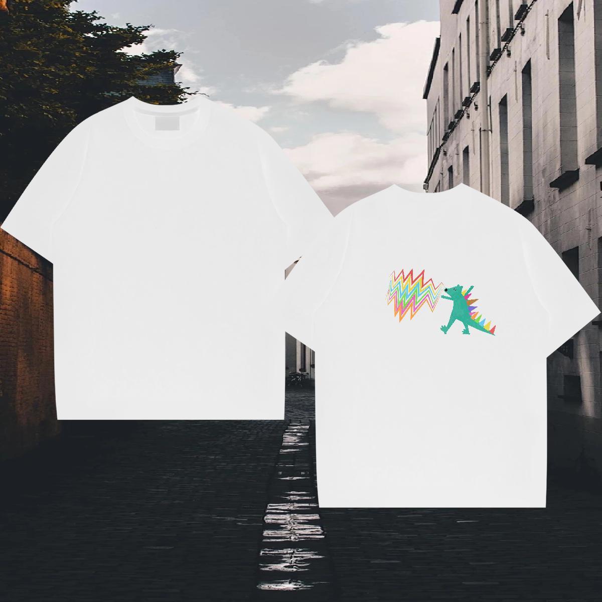 DIY Customized Man T Shirts 230g Pure Cotton dinosaur Street wear Hip Hop Tees Shirts Short Sleeve O-Neck Soft Men Tops Tees Custom Print Plus Size