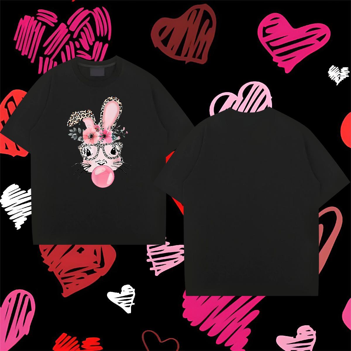 Designer Fashion T-Shirts for Men 230g Cotton rabbit Anime Printing Street Tops Shirt Breathable Crew Neck Soft Men Tshirts DIY Printed