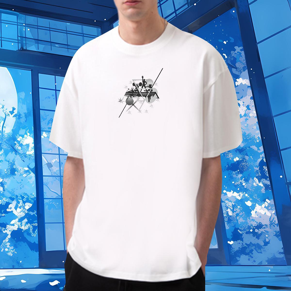 T shirt 230g 100% Cotton painting Daily Outfit Breathable Short Sleeve Floral Print Men Tops Tees DIY Customized Classic Tee Shirt