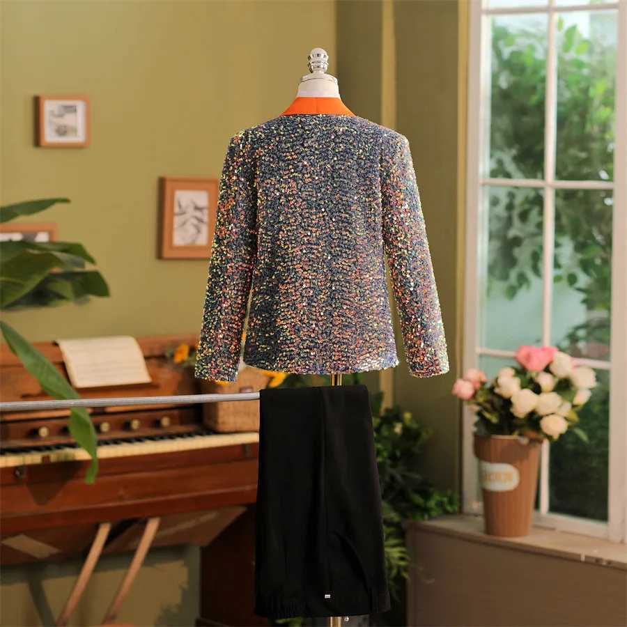 Suits Childrens High End Sequins Suit Korean Boys Hostess Dress Catwalk Wedding Party Photogray Costume Kids Blazers