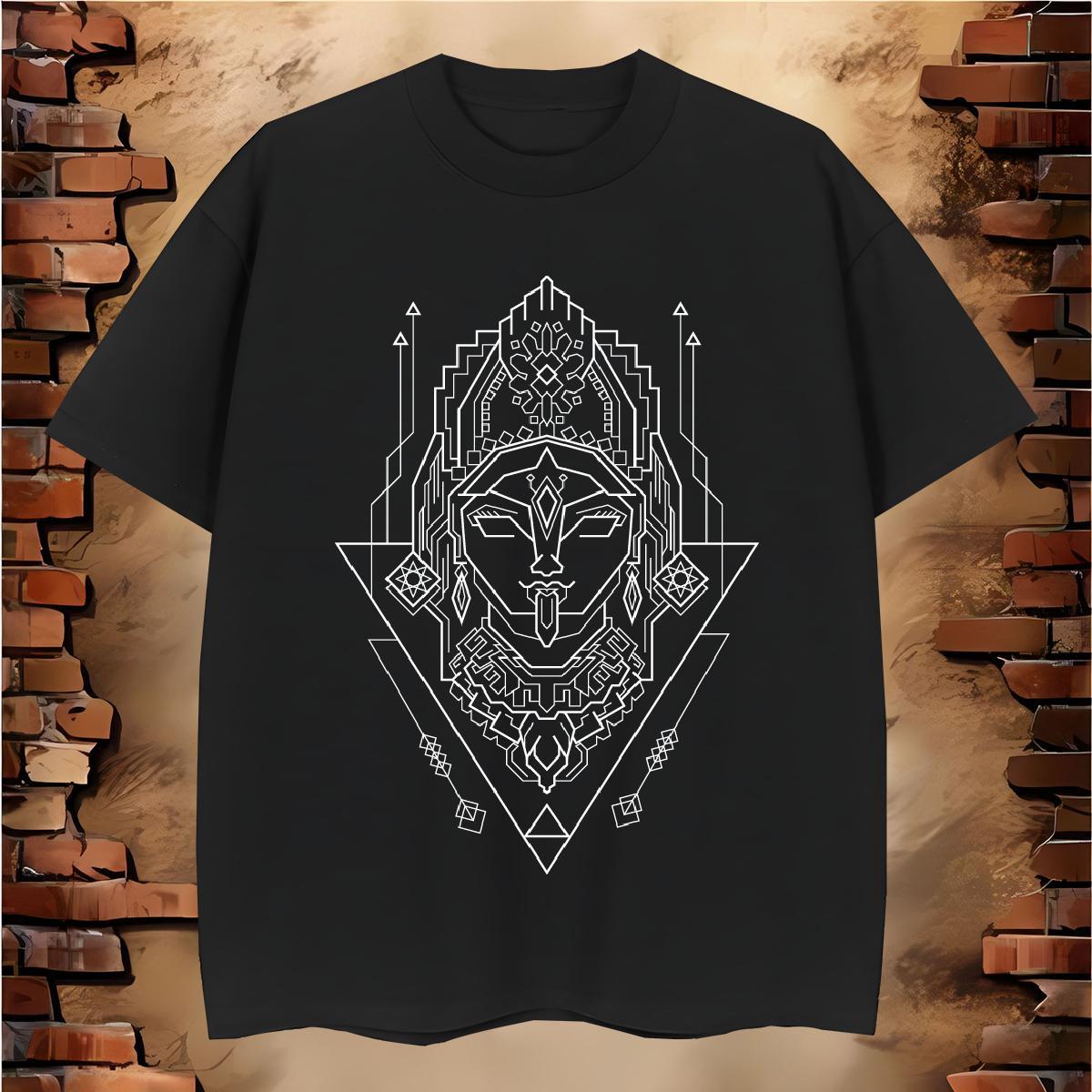 Man T Shirts 100% Cotton 230g Geometric line Casual Beach O-Neck Short Sleeve DIY Printed Men Tshirts 2024 New Unisex Clothes