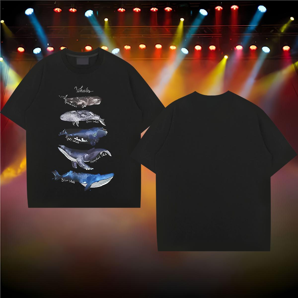 DIY T Shirt For Man 230g Pure Cotton whale Street Casual Wear Breathable Free Shipping Tshirts Black Oversized