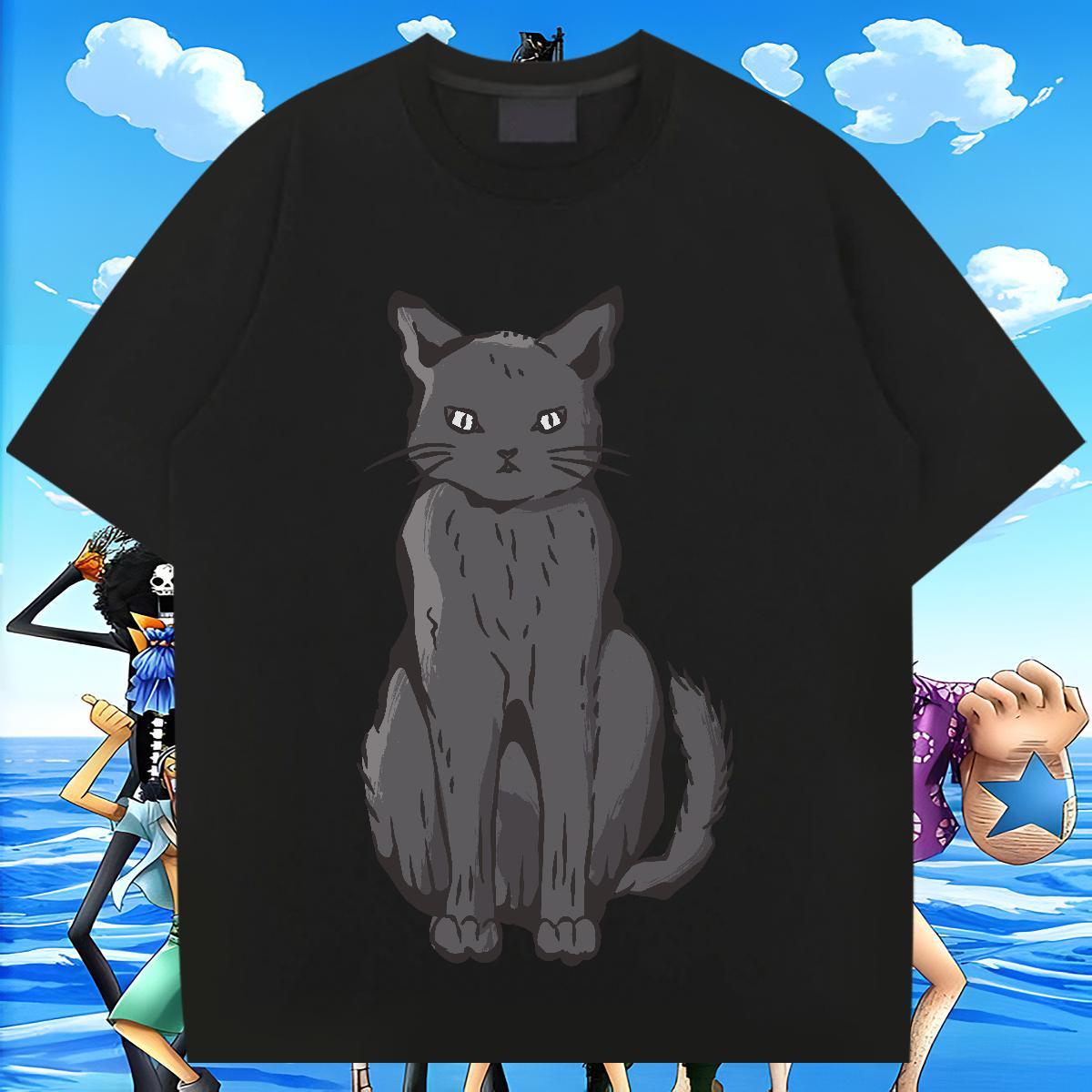 Wholesale Men Tees 100% Cotton 230g Street cat Cartoon Printing L-4XL Round Neck Short Sleeve Custom T shirt Tops Tees